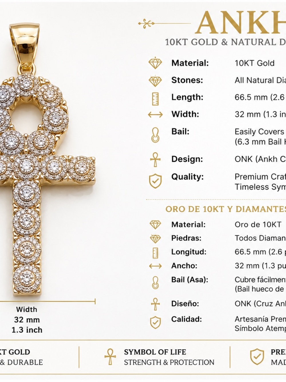 10KT Gold Diamond Pendant - Gold and White